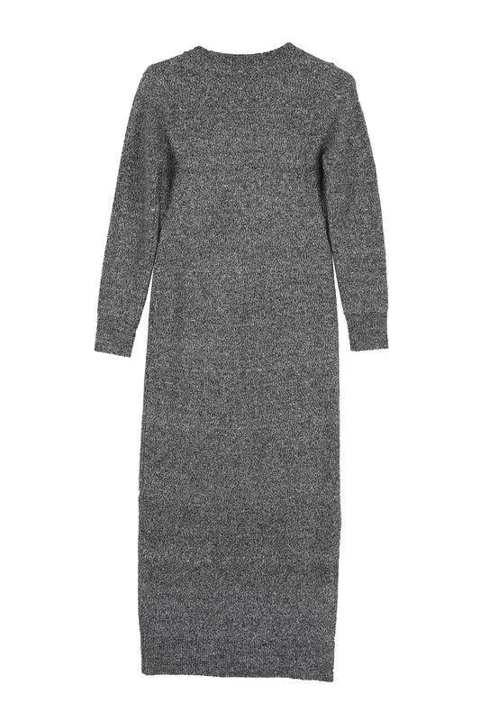 Womens V-Neck Sweater Maxi Dress