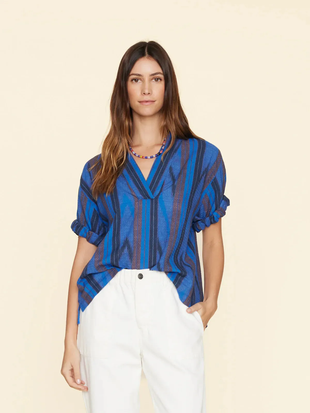 Xix5cdp001 Blue Stripe Popover Top